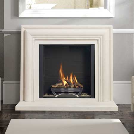 A regency style fire with optional basket provides real elegance to any home. The fuel bed sits in the fire basket which elevates the realistic flames, higher up the fire.

