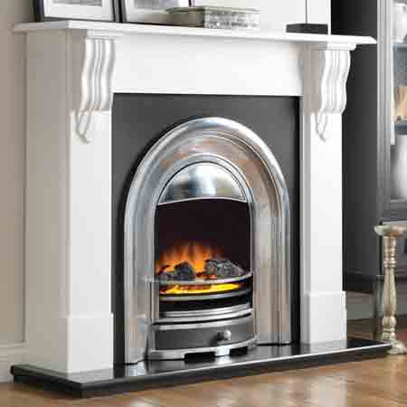 Starlight White colour finish. Available with choice of Tennyson cast or Atom and Apollo stove.

